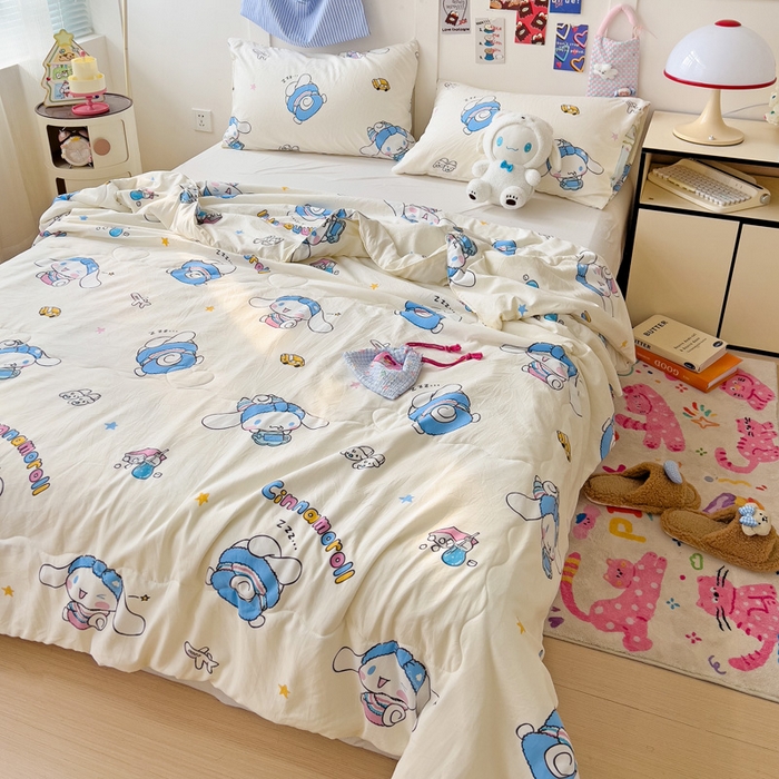 91家纺网 家纺一手货源 找家纺 Mata蔓塔家 2025春夏新款三丽鸥A类水洗双层纱夏被夏凉被空调被 贪玩玉桂狗