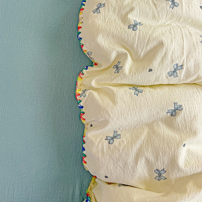 Mata蔓塔家 2025春夏新款云感针织双层纱彩色贝壳边四件套 相思-蓝