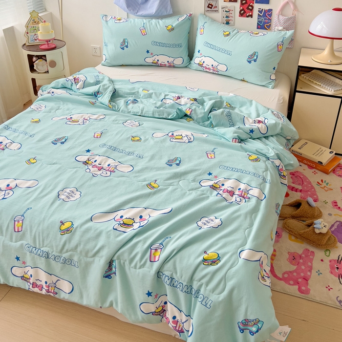 91家纺网 家纺一手货源 找家纺 Mata蔓塔家 2025春夏新款三丽鸥A类水洗双层纱夏被夏凉被空调被 汉堡玉桂狗