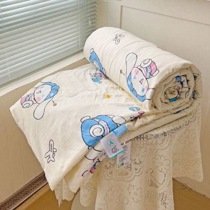 91家纺网 家纺一手货源 找家纺 Mata蔓塔家 2025春夏新款三丽鸥A类水洗双层纱夏被夏凉被空调被 贪玩玉桂狗