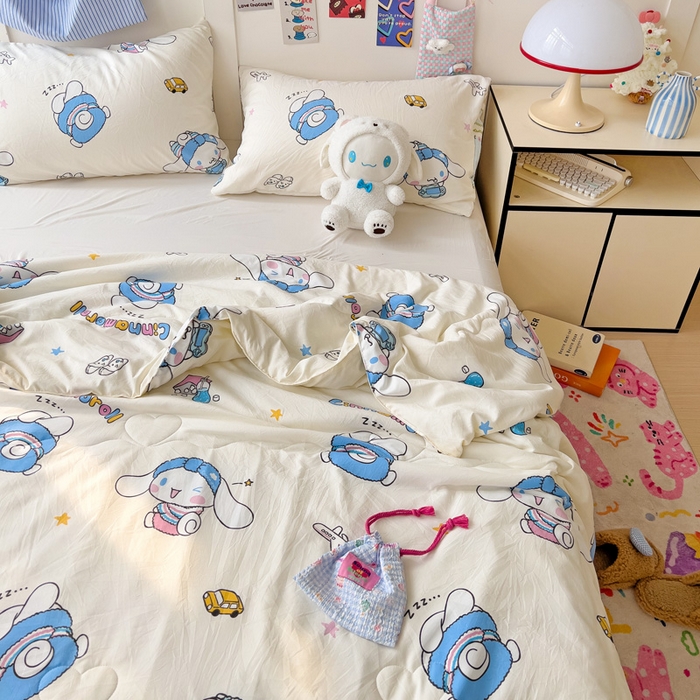 91家纺网 家纺一手货源 找家纺 Mata蔓塔家 2025春夏新款三丽鸥A类水洗双层纱夏被夏凉被空调被 贪玩玉桂狗