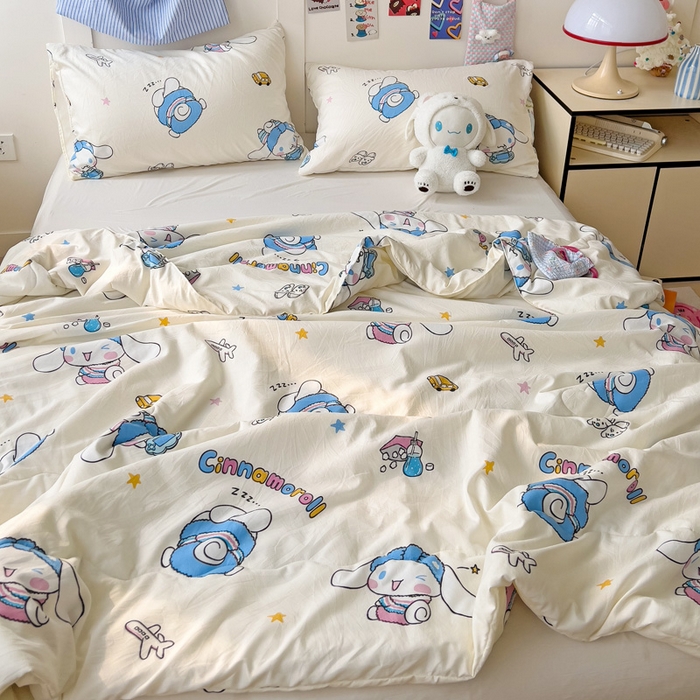 91家纺网 家纺一手货源 找家纺 Mata蔓塔家 2025春夏新款三丽鸥A类水洗双层纱夏被夏凉被空调被 贪玩玉桂狗