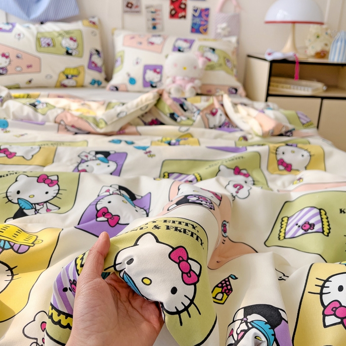 91家纺网 家纺一手货源 找家纺 Mata蔓塔家 2025春夏新款三丽鸥A类水洗双层纱夏被夏凉被空调被 拼图KT