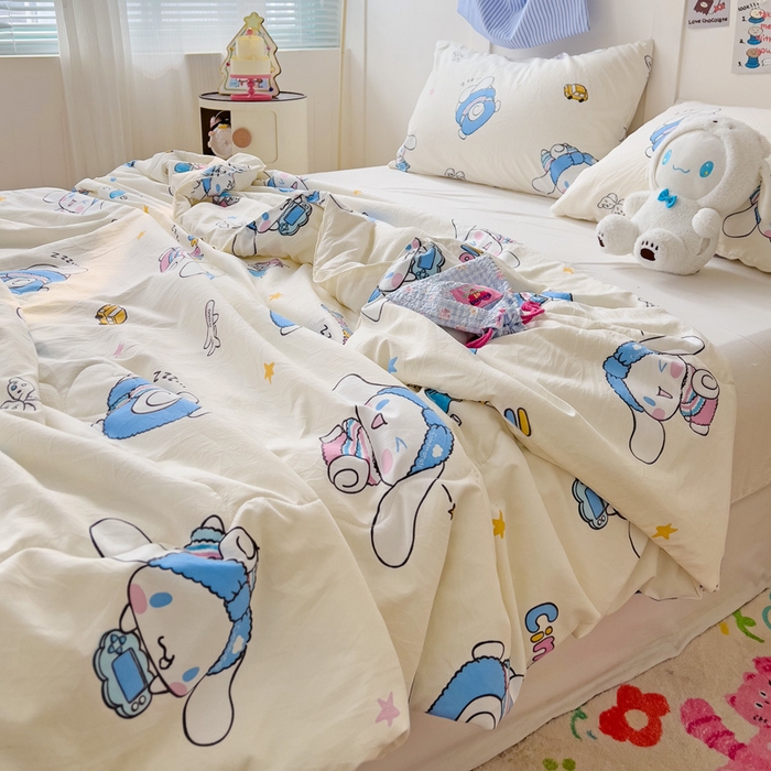 91家纺网 家纺一手货源 找家纺 Mata蔓塔家 2025春夏新款三丽鸥A类水洗双层纱夏被夏凉被空调被 贪玩玉桂狗