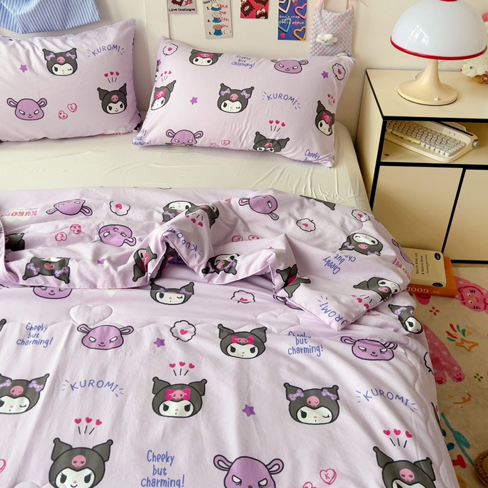 91家纺网 家纺一手货源 找家纺 Mata蔓塔家 2025春夏新款三丽鸥A类水洗双层纱夏被夏凉被空调被 蓝莓球库洛