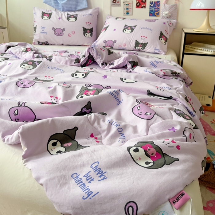 91家纺网 家纺一手货源 找家纺 Mata蔓塔家 2025春夏新款三丽鸥A类水洗双层纱夏被夏凉被空调被 蓝莓球库洛