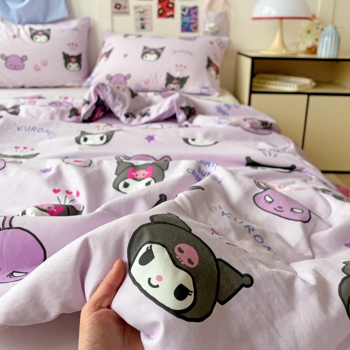 91家纺网 家纺一手货源 找家纺 Mata蔓塔家 2025春夏新款三丽鸥A类水洗双层纱夏被夏凉被空调被 蓝莓球库洛