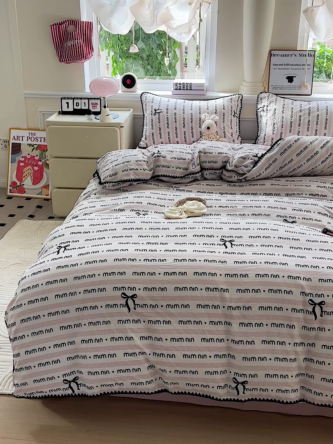 91家纺网 家纺一手货源 找家纺 Mata蔓塔家 2025春夏新款云感针织双层纱彩色贝壳边四件套 韵味-粉