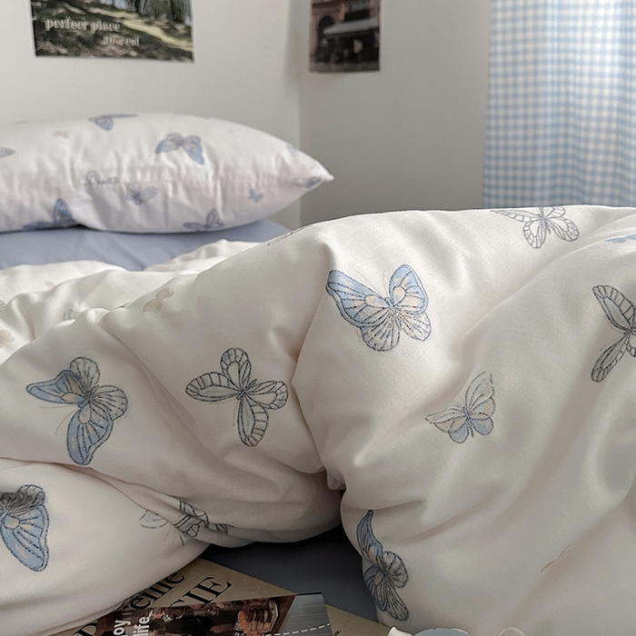 91家纺网 家纺一手货源 找家纺 （总）柚可家居 2025新款全工艺双层纱数码印花全棉四件套实拍图