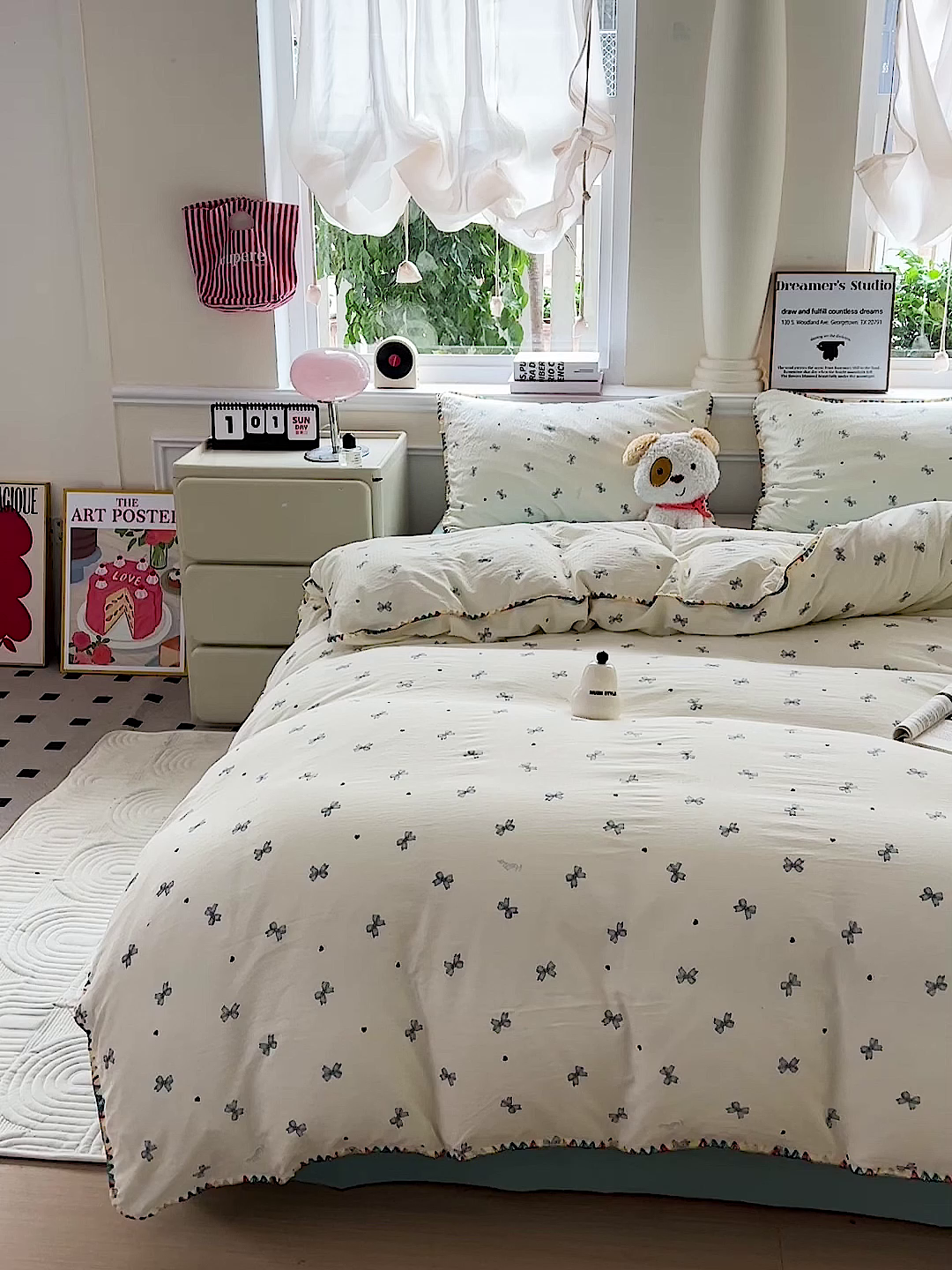 91家纺网 家纺一手货源 找家纺 Mata蔓塔家 2025春夏新款云感针织双层纱彩色贝壳边四件套 相思-蓝