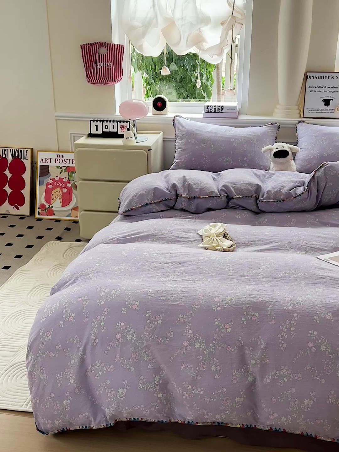 91家纺网 家纺一手货源 找家纺 Mata蔓塔家 2025春夏新款云感针织双层纱彩色贝壳边四件套 恋如青柠香