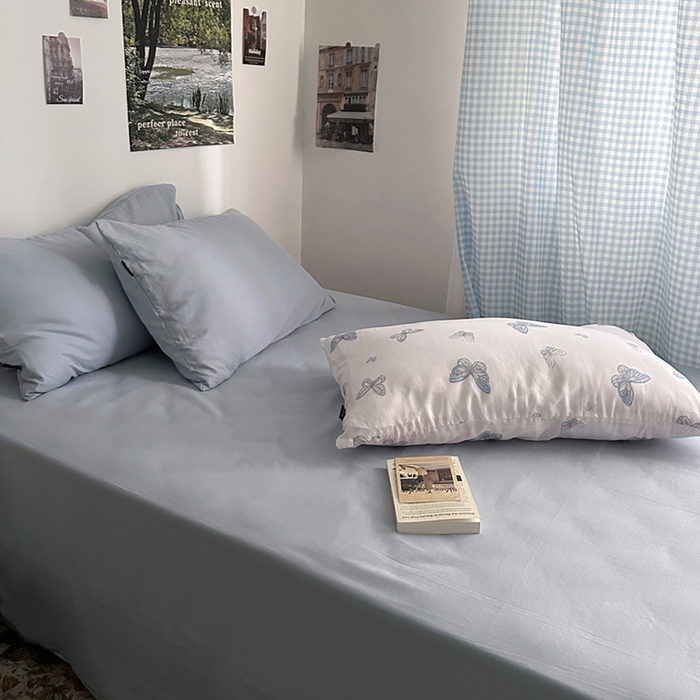 柚可家居 2025新款40支双层纱单品系列-单床笠 浅蓝色