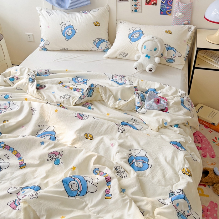 91家纺网 家纺一手货源 找家纺 Mata蔓塔家 2025春夏新款三丽鸥A类水洗双层纱夏被夏凉被空调被 贪玩玉桂狗