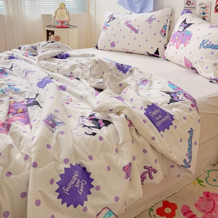 91家纺网 家纺一手货源 找家纺 Mata蔓塔家 2025春夏新款三丽鸥A类水洗双层纱夏被夏凉被空调被 开跑车库洛