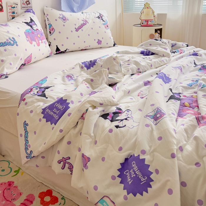 91家纺网 家纺一手货源 找家纺 Mata蔓塔家 2025春夏新款三丽鸥A类水洗双层纱夏被夏凉被空调被 开跑车库洛