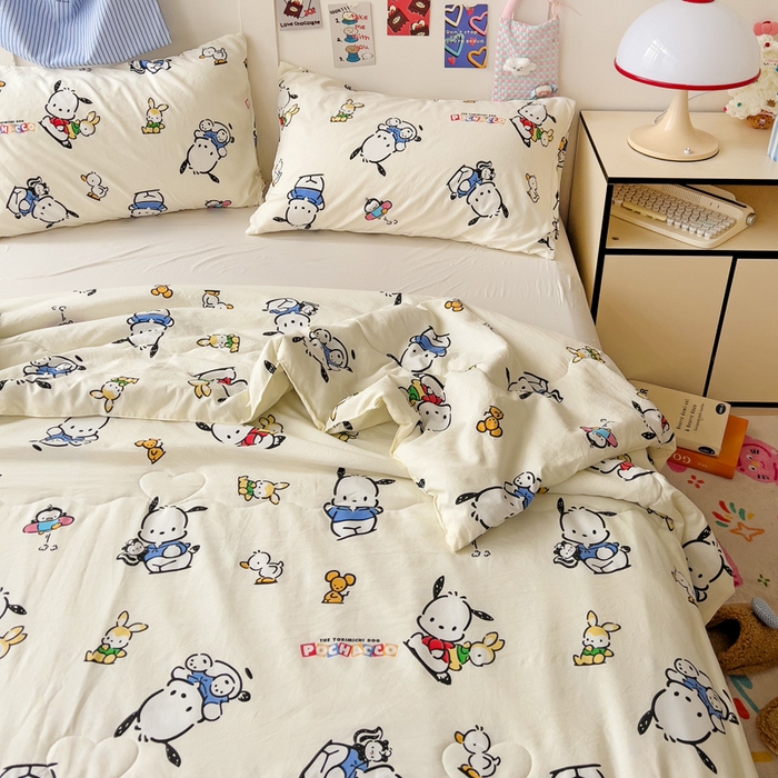 91家纺网 家纺一手货源 找家纺 Mata蔓塔家 2025春夏新款三丽鸥A类水洗双层纱夏被夏凉被空调被 淘气帕恰狗