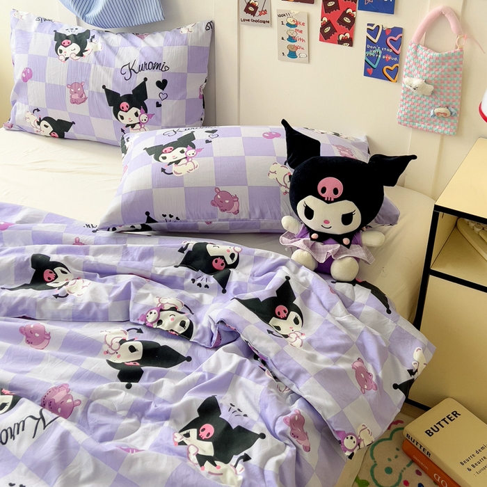 91家纺网 家纺一手货源 找家纺 Mata蔓塔家 2025春夏新款三丽鸥A类水洗双层纱夏被夏凉被空调被 可爱鬼库洛