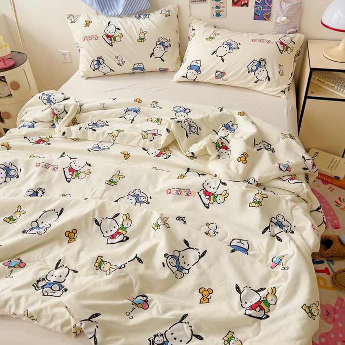 91家纺网 家纺一手货源 找家纺 Mata蔓塔家 2025春夏新款三丽鸥A类水洗双层纱夏被夏凉被空调被 淘气帕恰狗