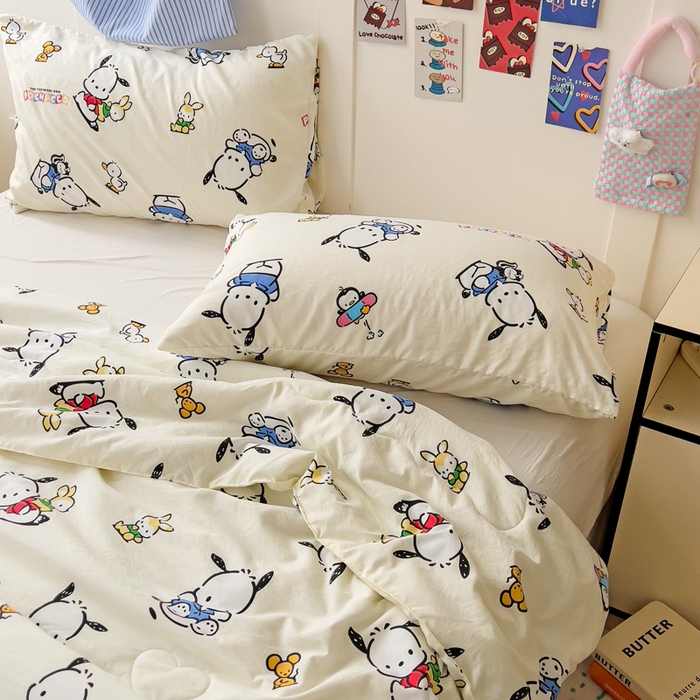 91家纺网 家纺一手货源 找家纺 Mata蔓塔家 2025春夏新款三丽鸥A类水洗双层纱夏被夏凉被空调被 淘气帕恰狗