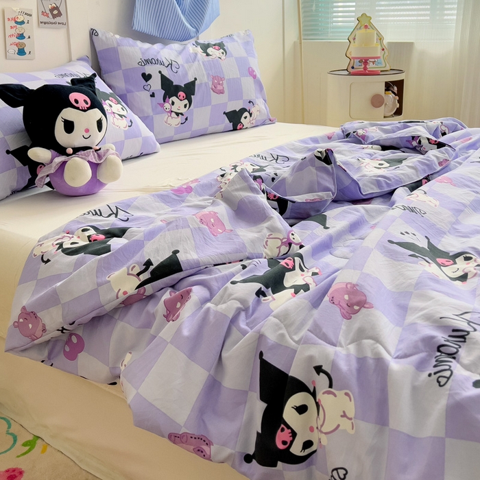 91家纺网 家纺一手货源 找家纺 Mata蔓塔家 2025春夏新款三丽鸥A类水洗双层纱夏被夏凉被空调被 可爱鬼库洛