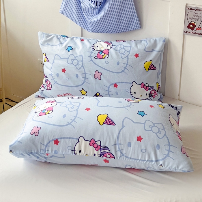 91家纺网 家纺一手货源 找家纺 Mata蔓塔家 2025春夏新款三丽鸥A类水洗双层纱夏被夏凉被空调被 蓝星星KT