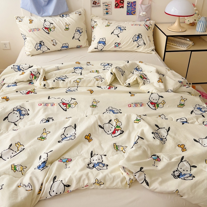 91家纺网 家纺一手货源 找家纺 Mata蔓塔家 2025春夏新款三丽鸥A类水洗双层纱夏被夏凉被空调被 淘气帕恰狗