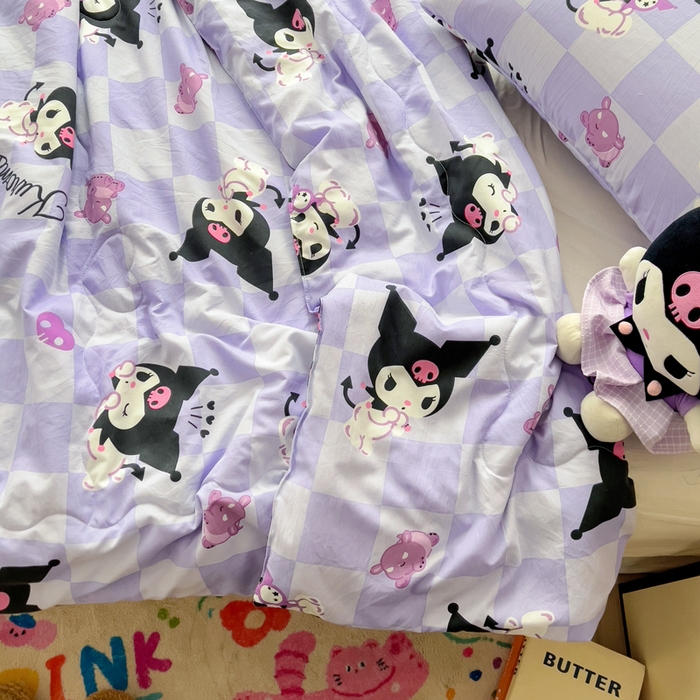 91家纺网 家纺一手货源 找家纺 Mata蔓塔家 2025春夏新款三丽鸥A类水洗双层纱夏被夏凉被空调被 可爱鬼库洛