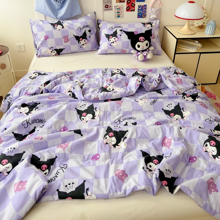 91家纺网 家纺一手货源 找家纺 Mata蔓塔家 2025春夏新款三丽鸥A类水洗双层纱夏被夏凉被空调被 可爱鬼库洛