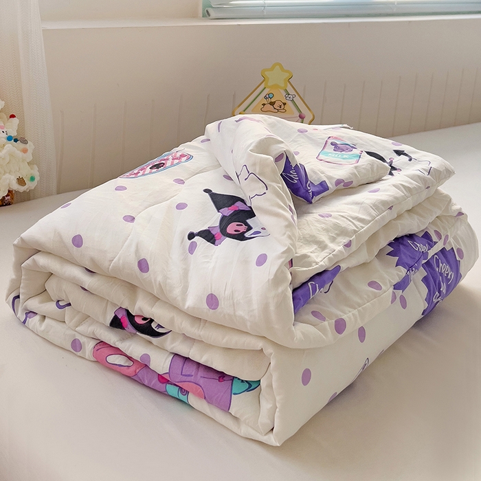 91家纺网 家纺一手货源 找家纺 Mata蔓塔家 2025春夏新款三丽鸥A类水洗双层纱夏被夏凉被空调被 开跑车库洛