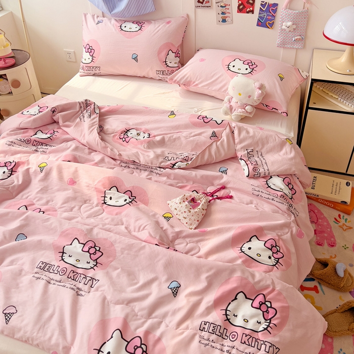 91家纺网 家纺一手货源 找家纺 Mata蔓塔家 2025春夏新款三丽鸥A类水洗双层纱夏被夏凉被空调被 wink KT