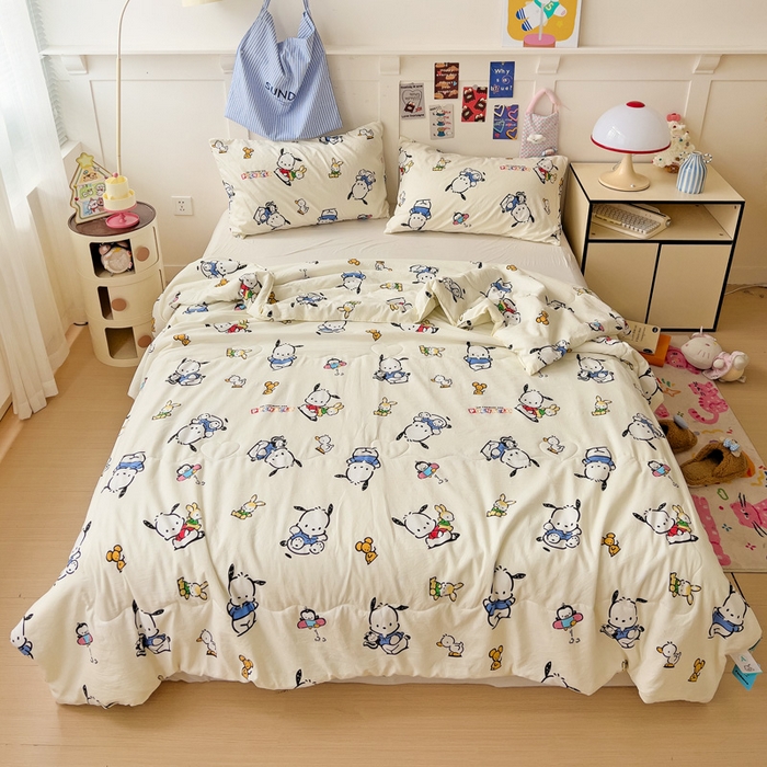 91家纺网 家纺一手货源 找家纺 Mata蔓塔家 2025春夏新款三丽鸥A类水洗双层纱夏被夏凉被空调被 淘气帕恰狗