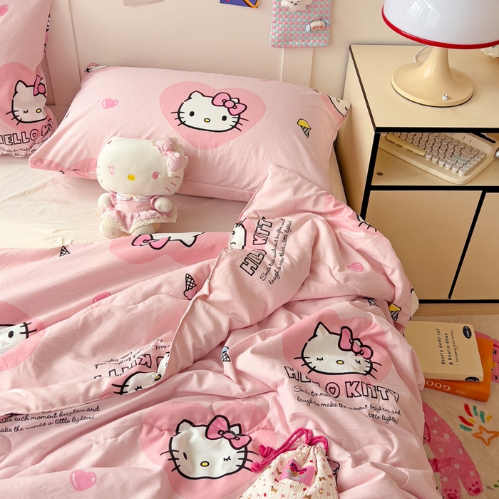 91家纺网 家纺一手货源 找家纺 Mata蔓塔家 2025春夏新款三丽鸥A类水洗双层纱夏被夏凉被空调被 wink KT