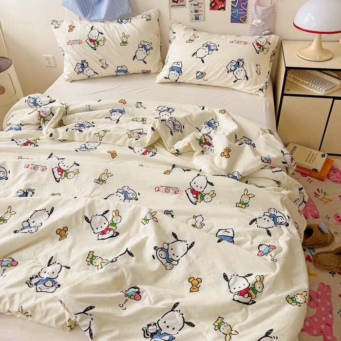 91家纺网 家纺一手货源 找家纺 Mata蔓塔家 2025春夏新款三丽鸥A类水洗双层纱夏被夏凉被空调被 淘气帕恰狗