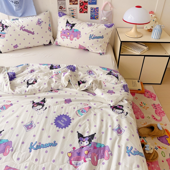 91家纺网 家纺一手货源 找家纺 Mata蔓塔家 2025春夏新款三丽鸥A类水洗双层纱夏被夏凉被空调被 开跑车库洛