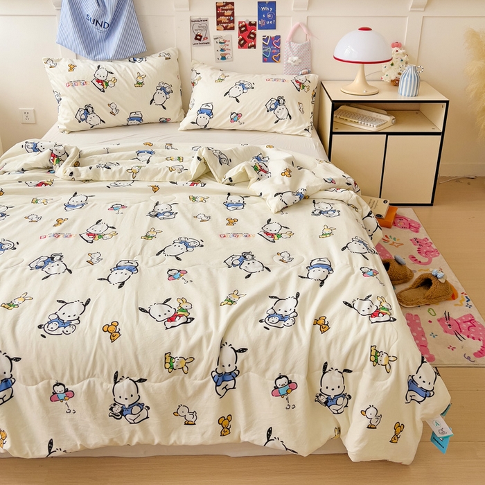 91家纺网 家纺一手货源 找家纺 Mata蔓塔家 2025春夏新款三丽鸥A类水洗双层纱夏被夏凉被空调被 淘气帕恰狗