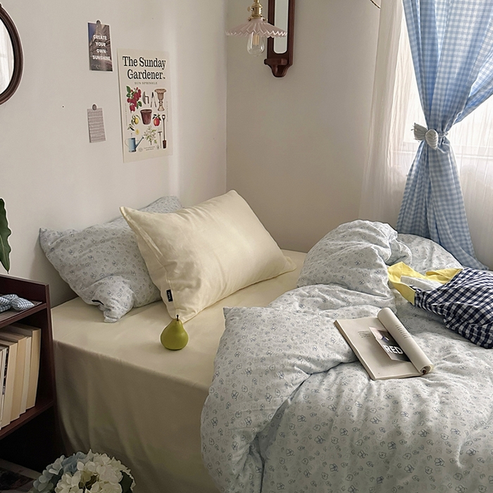 91家纺网 家纺一手货源 找家纺 柚可家居 2025新款全工艺双层纱数码印花全棉四件套实拍图 七日春信