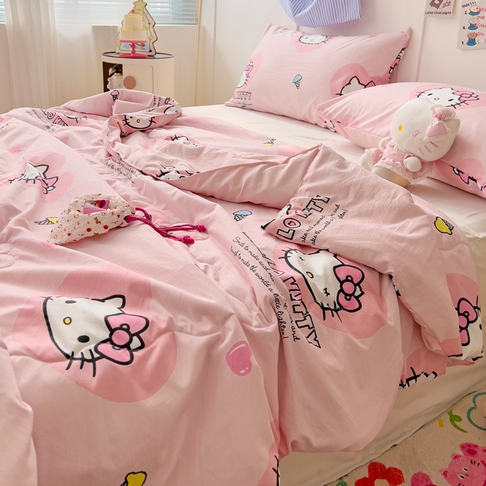 91家纺网 家纺一手货源 找家纺 Mata蔓塔家 2025春夏新款三丽鸥A类水洗双层纱夏被夏凉被空调被 wink KT