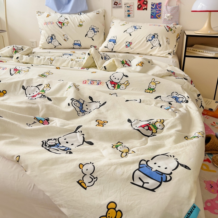 91家纺网 家纺一手货源 找家纺 Mata蔓塔家 2025春夏新款三丽鸥A类水洗双层纱夏被夏凉被空调被 淘气帕恰狗