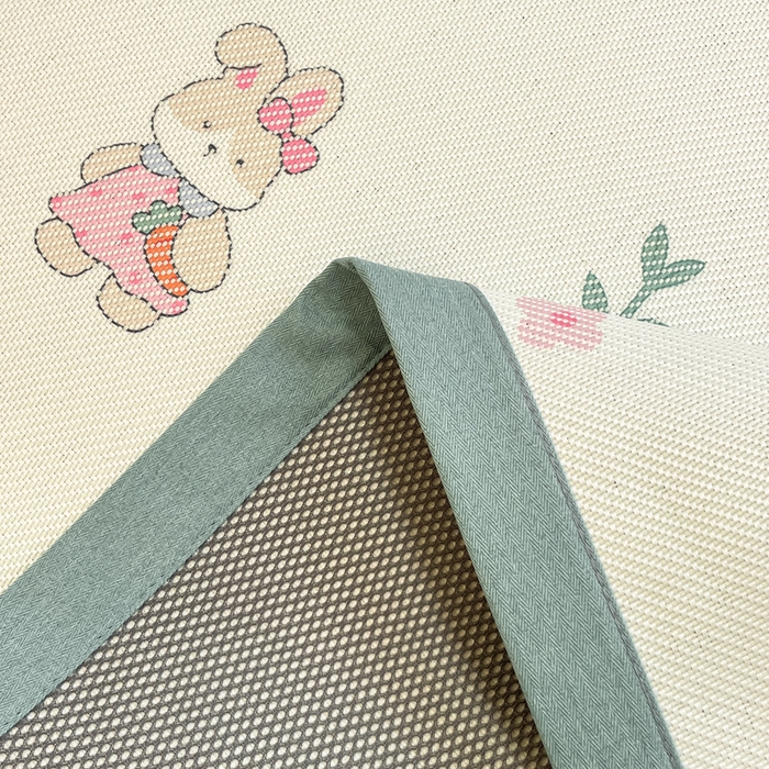 91家纺网 家纺一手货源 找家纺 逸尚阁 2025春夏新款数码印花冰藤席空调席三件套 兔兔乐园-平铺款