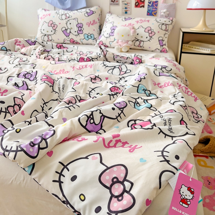 91家纺网 家纺一手货源 找家纺 Mata蔓塔家 2025春夏新款三丽鸥A类水洗双层纱夏被夏凉被空调被 五彩KT