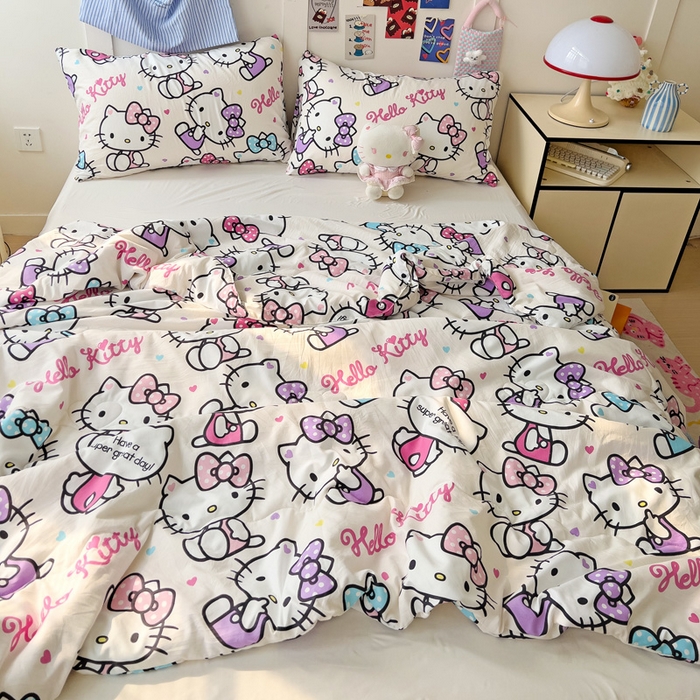 91家纺网 家纺一手货源 找家纺 Mata蔓塔家 2025春夏新款三丽鸥A类水洗双层纱夏被夏凉被空调被 五彩KT