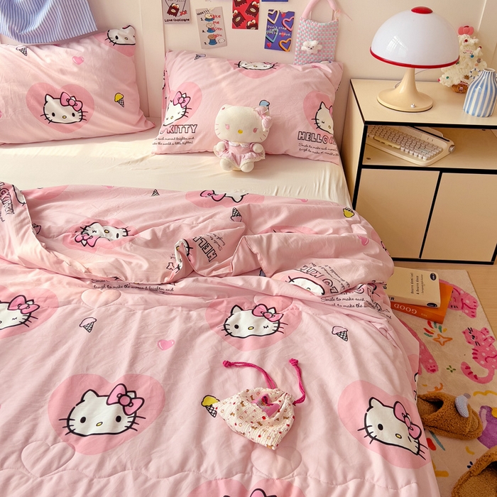 91家纺网 家纺一手货源 找家纺 Mata蔓塔家 2025春夏新款三丽鸥A类水洗双层纱夏被夏凉被空调被 wink KT