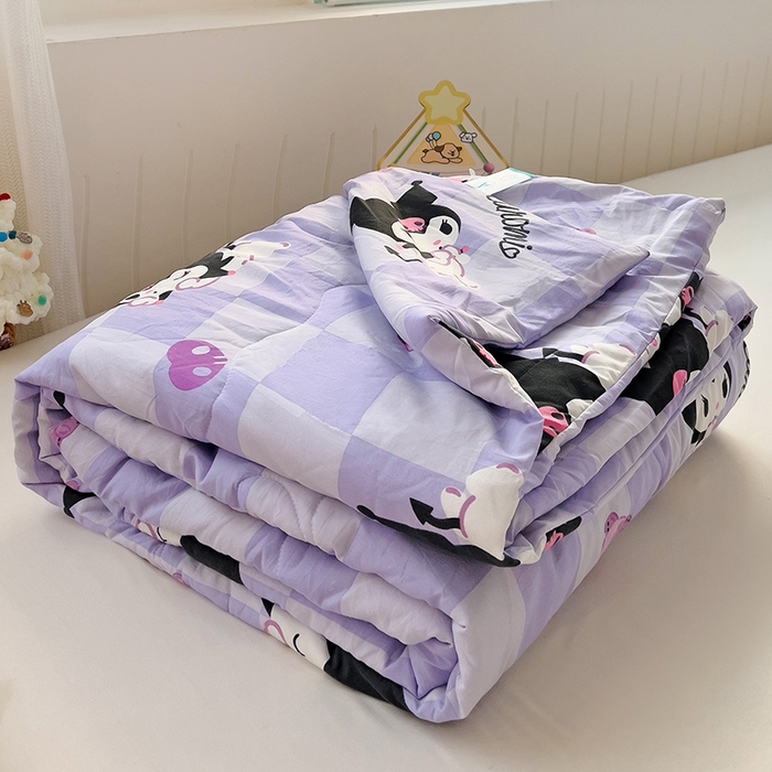 91家纺网 家纺一手货源 找家纺 Mata蔓塔家 2025春夏新款三丽鸥A类水洗双层纱夏被夏凉被空调被 可爱鬼库洛