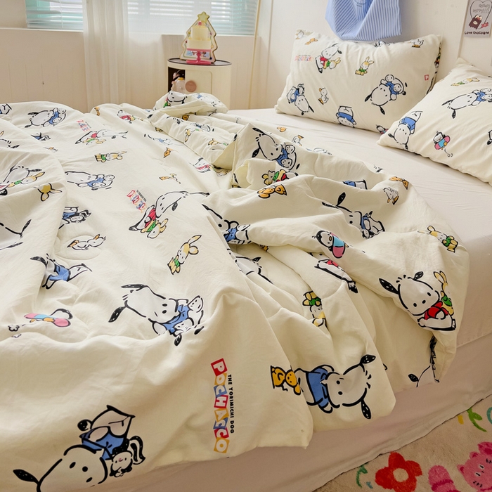 91家纺网 家纺一手货源 找家纺 Mata蔓塔家 2025春夏新款三丽鸥A类水洗双层纱夏被夏凉被空调被 淘气帕恰狗