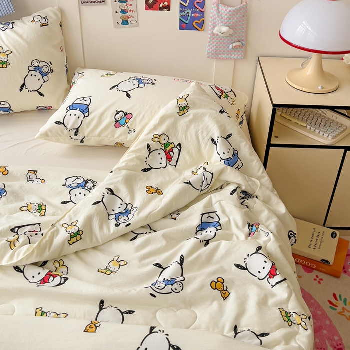 91家纺网 家纺一手货源 找家纺 Mata蔓塔家 2025春夏新款三丽鸥A类水洗双层纱夏被夏凉被空调被 淘气帕恰狗