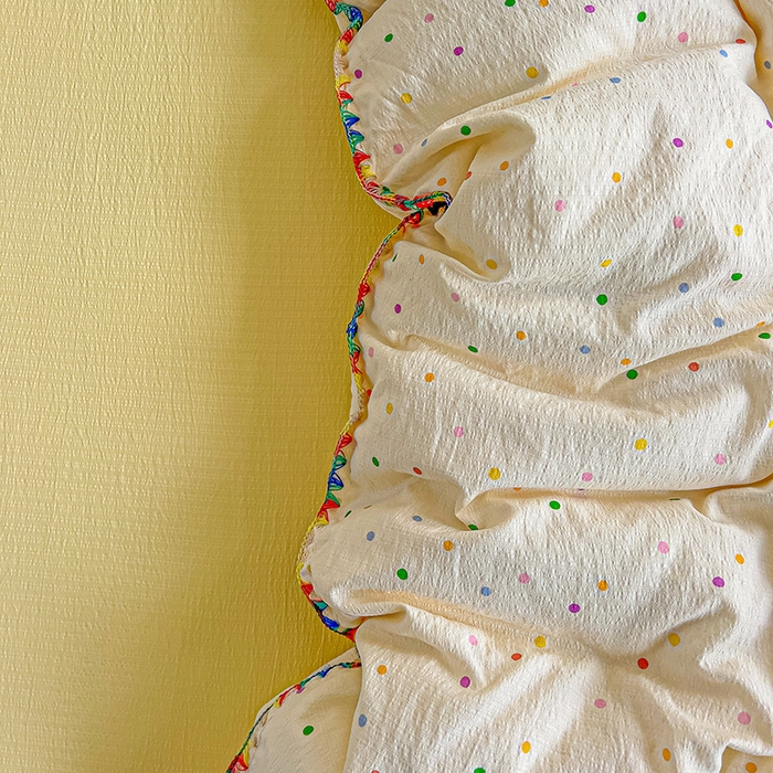 91家纺网 家纺一手货源 找家纺 （总）Mata蔓塔家 2025春夏新款云感针织双层纱彩色贝壳边四件套