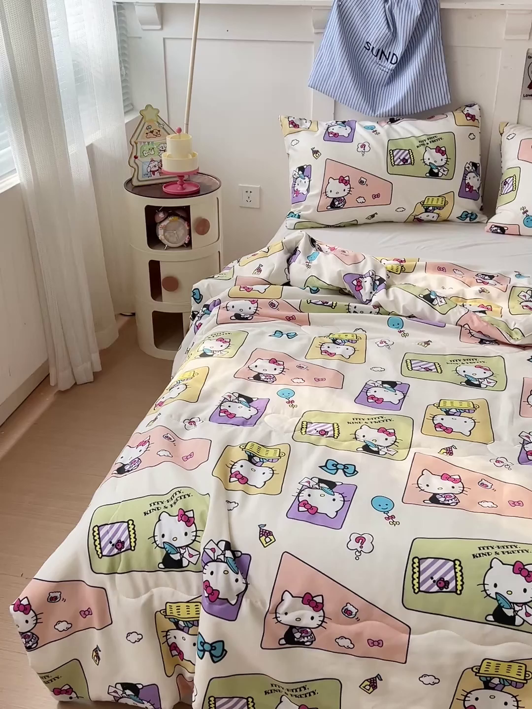 91家纺网 家纺一手货源 找家纺 Mata蔓塔家 2025春夏新款三丽鸥A类水洗双层纱夏被夏凉被空调被 拼图KT