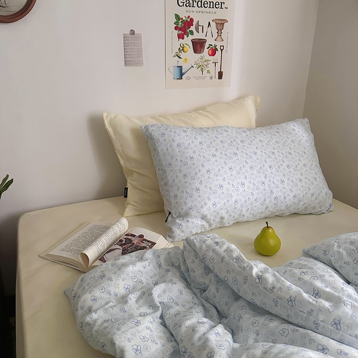 91家纺网 家纺一手货源 找家纺 柚可家居 2025新款全工艺双层纱数码印花全棉四件套实拍图 七日春信