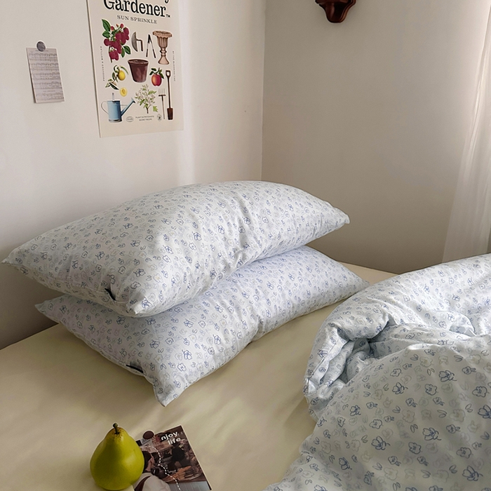 91家纺网 家纺一手货源 找家纺 柚可家居 2025新款全工艺双层纱数码印花全棉四件套实拍图 七日春信