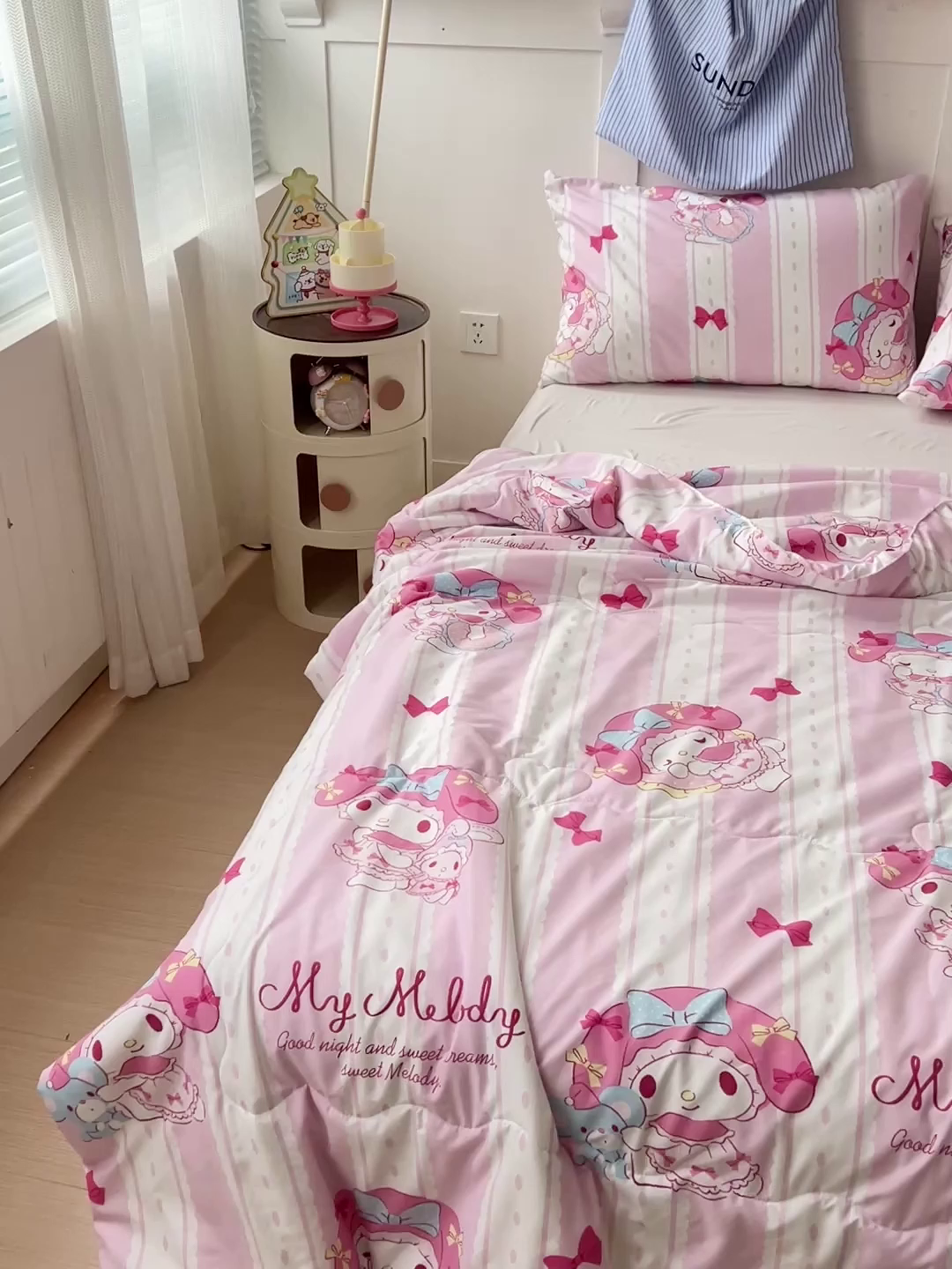 91家纺网 家纺一手货源 找家纺 Mata蔓塔家 2025春夏新款三丽鸥A类水洗双层纱夏被夏凉被空调被 开心美乐蒂